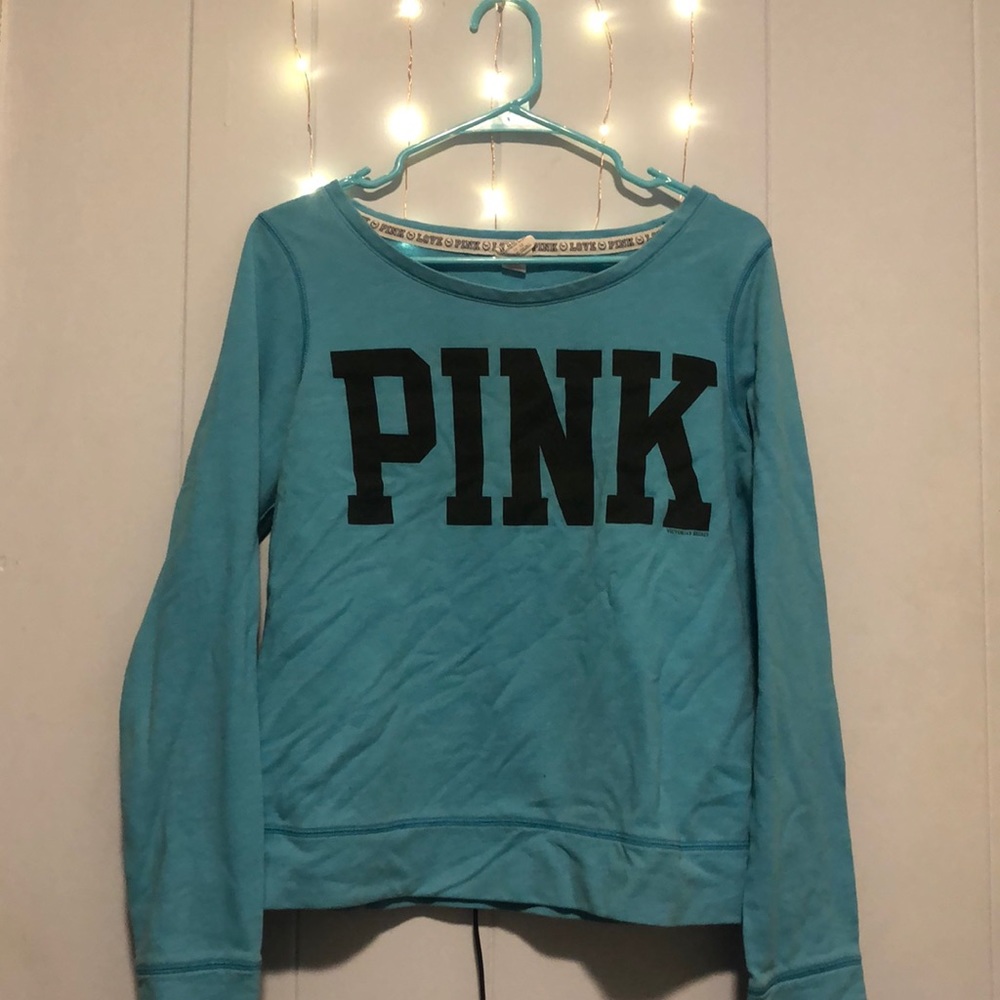 blue PINK long sleeve crew neck